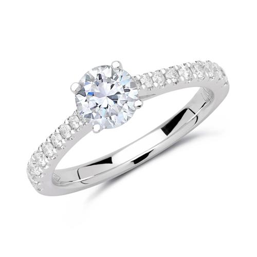 14 quilates anillo de compromiso de oro blanco con diamantes