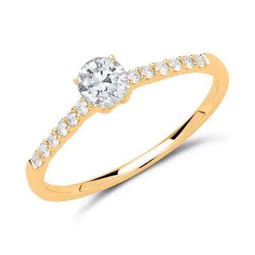 585er Gold Ring mit Diamanten