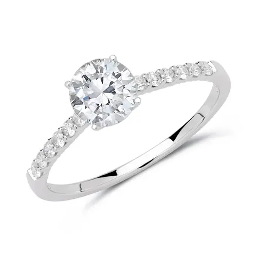 Engagement ring 14ct white gold with diamonds