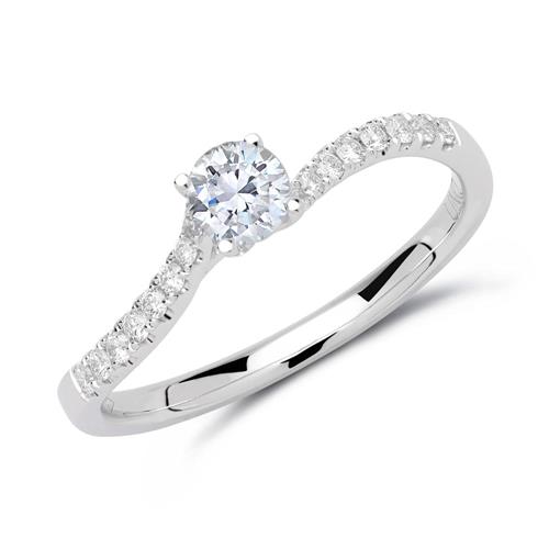 Ring 14ct white gold with diamonds