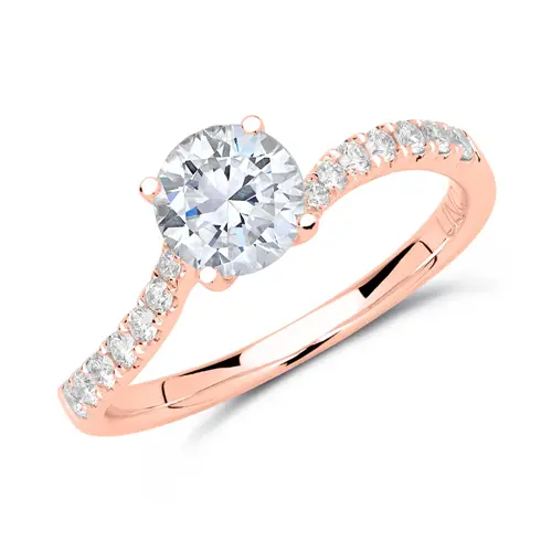 Ring 14 karaat roségoud met Diamanten