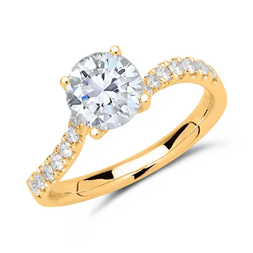 585er Gold Ring mit Diamanten