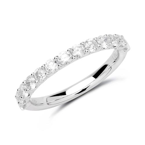 14 quilates anillo de oro blanco eternidad 13 diamantes