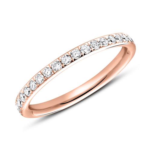 14 quilates anillo de oro rosa eternidad 37 diamantes