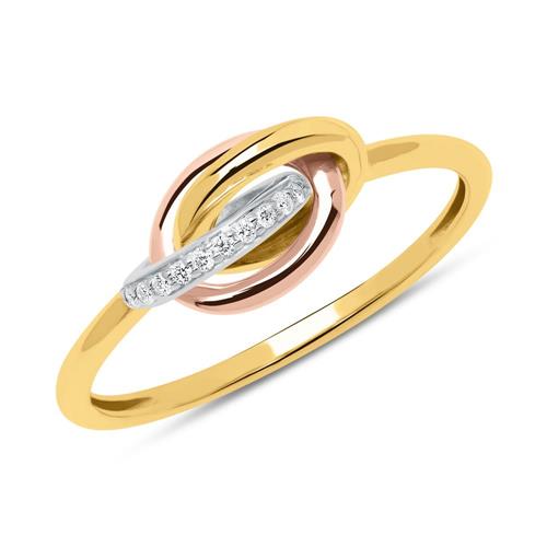 14 karaat gouden driekleur ring met Diamanten