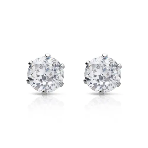 Stainless steel earrings with white zirconia 6mm