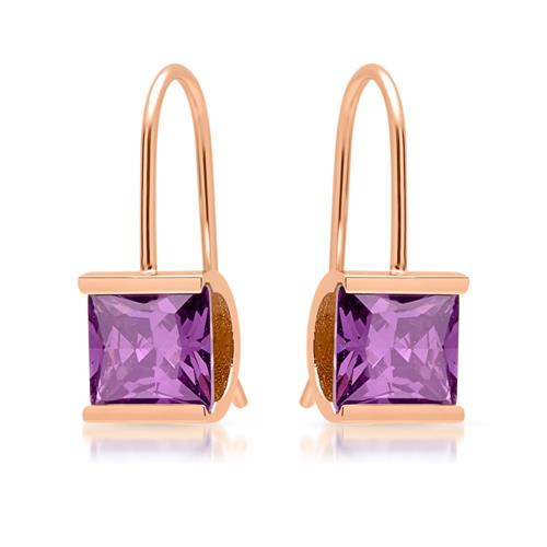 Stainless steel earring pink with purple zirconia