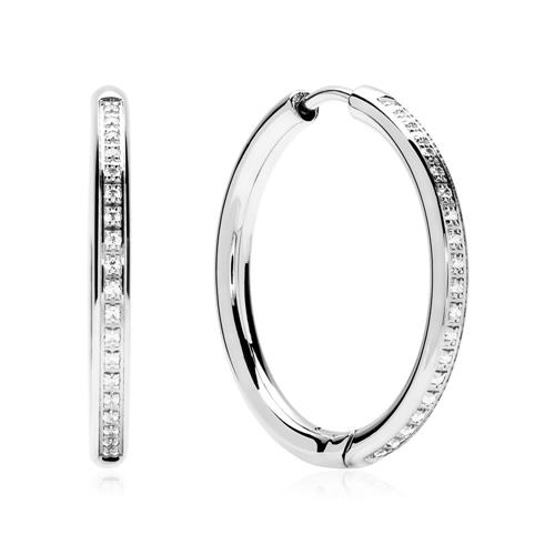 Stainless steel hoops for women with zirconia