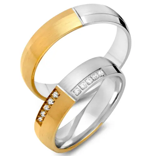 8ct wedding rings yellow-white gold 10 diamonds