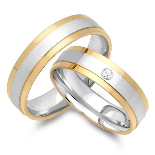 Wedding rings 18ct yellow-white gold with diamond