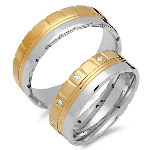 Wedding rings 8ct yellow-white gold 10 diamonds