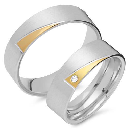 Wedding rings 8ct yellow-white gold with diamond