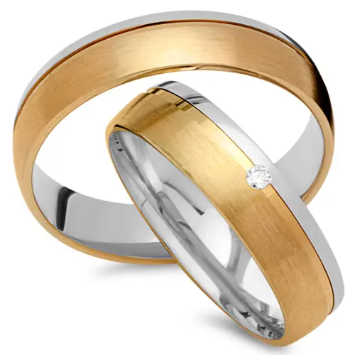 Wedding rings 8ct yellow-white gold with diamond