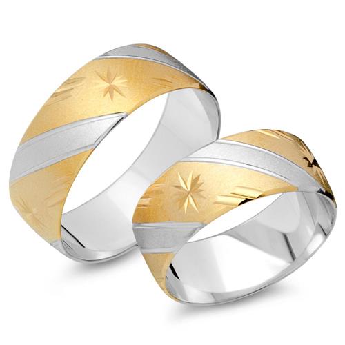 Wedding rings 14ct yellow-white gold