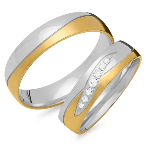 Wedding rings 8ct yellow-white gold 7 diamonds