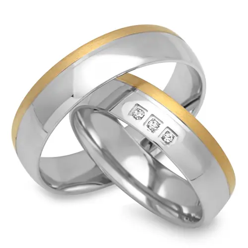 Wedding rings 8ct yellow-white gold 3 diamonds