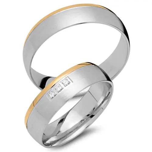 Wedding rings 8ct yellow-white gold 5 diamonds