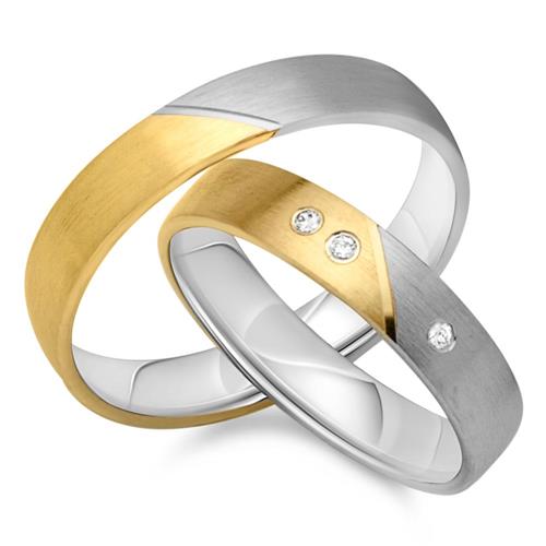 8ct yellow-white gold wedding rings 3 diamonds