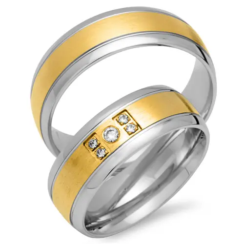 Wedding rings 8ct yellow-white gold 5 diamonds