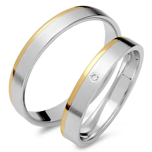 Wedding rings 8ct yellow-white gold with diamond