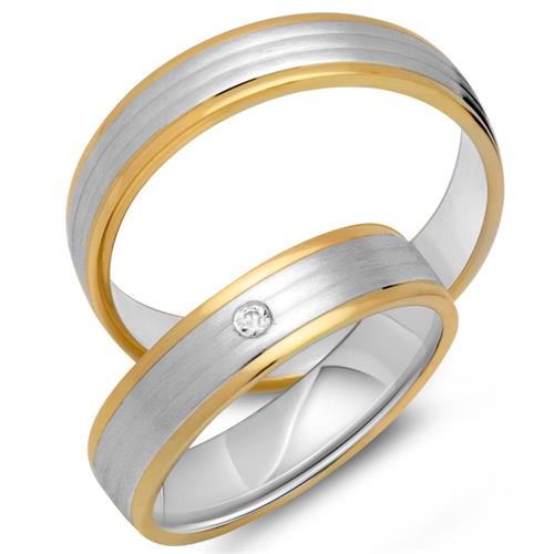 Wedding rings 14ct yellow-white gold with diamond