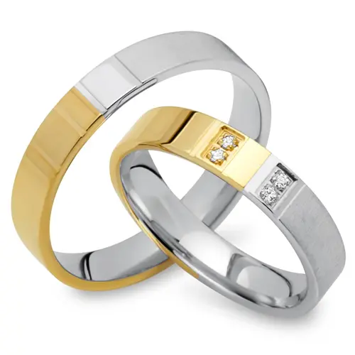 Wedding rings 8ct yellow-white gold 4 diamonds