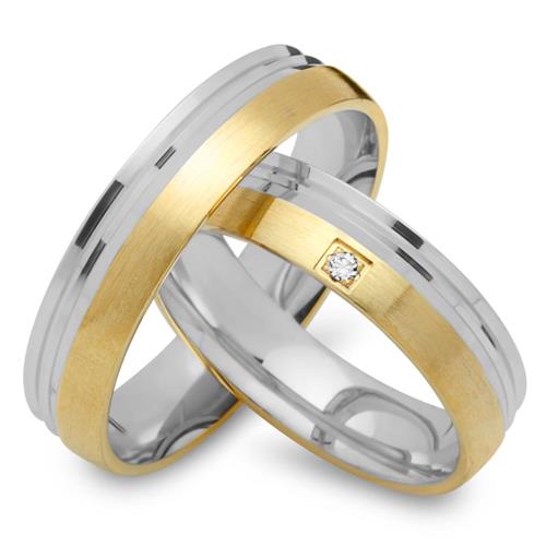 8ct yellow-white gold wedding rings with diamond