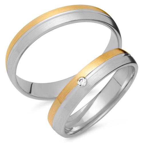 Wedding rings 8ct yellow-white gold with diamond