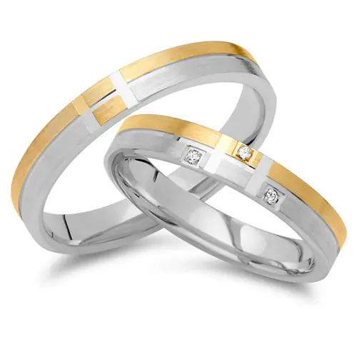 8ct yellow-white gold wedding rings 3 diamonds