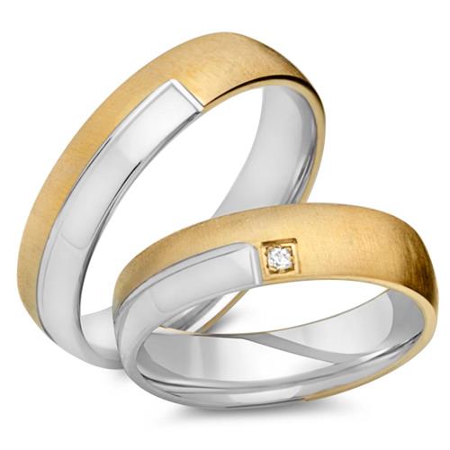 Wedding rings 14ct yellow-white gold with diamond