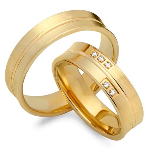 Wedding rings 14ct yellow gold 5 diamonds