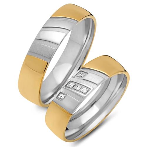 Wedding rings 8ct yellow-white gold 5 diamonds