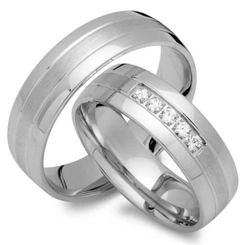 Wedding rings 18ct white gold 5 diamonds