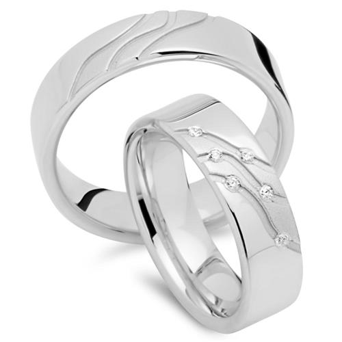 Wedding rings 18ct white gold 6 diamonds