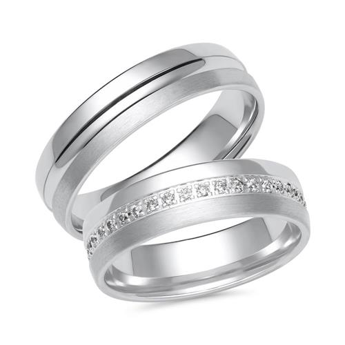 Wedding rings in white gold or platinum with 39 brilliant-cut diamonds