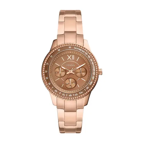Reloj stella multifunción para mujer en acero inoxidable, color rosado