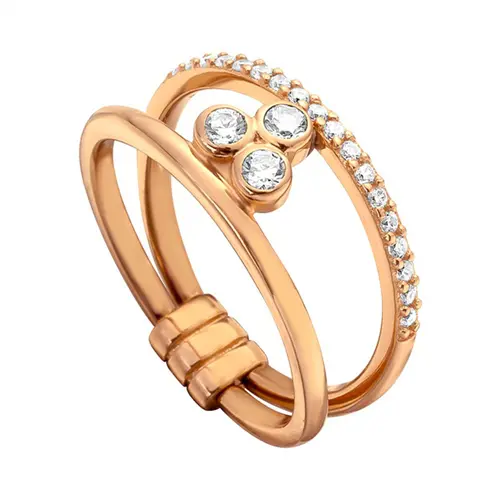 Twin ring play sterling silver rose gold plated wit