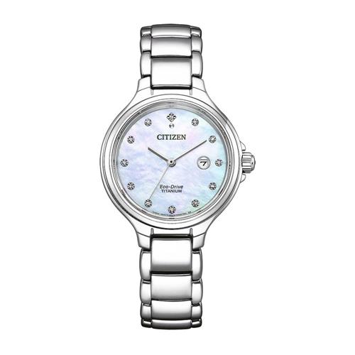Eco-drive Ladies watch in super titanium with mother-of-pearl