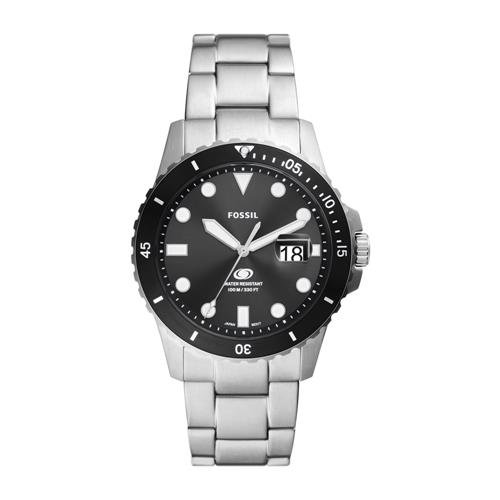 Blue dive quartz watch for men in stainless steel