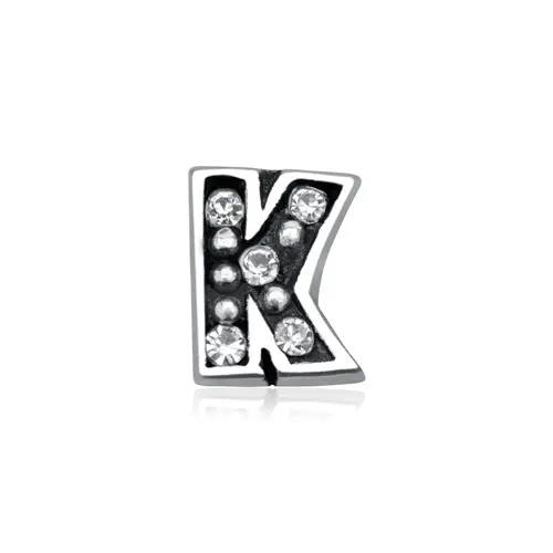 Floating charm K sterling silver zirconia