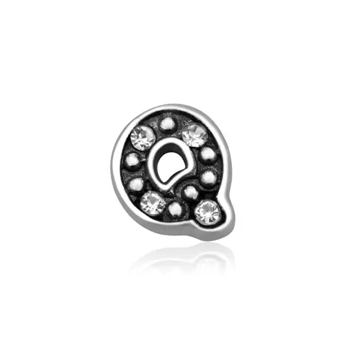 Sterling sterling silver charm Q with zirconia