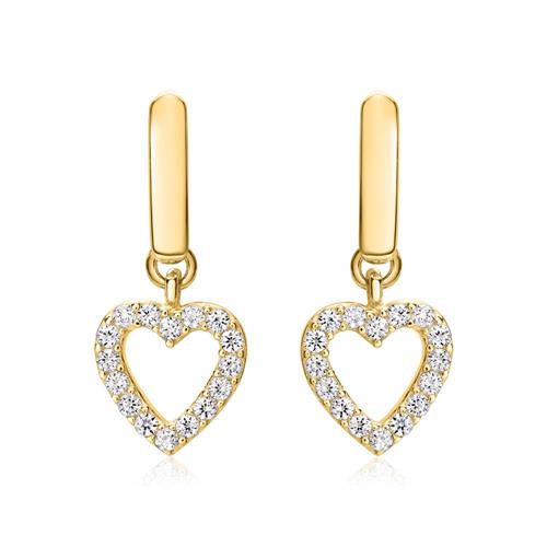 8ct yellow gold stud earrings heart-shaped zirconia
