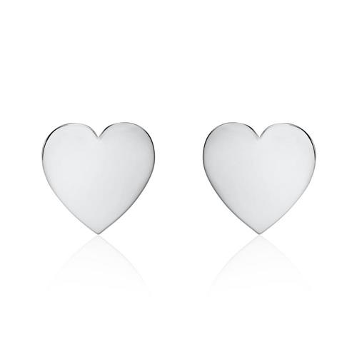 Engraving earrings hearts for ladies in 585 white gold