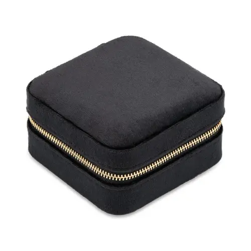 Travel size jewellery case in black velvet