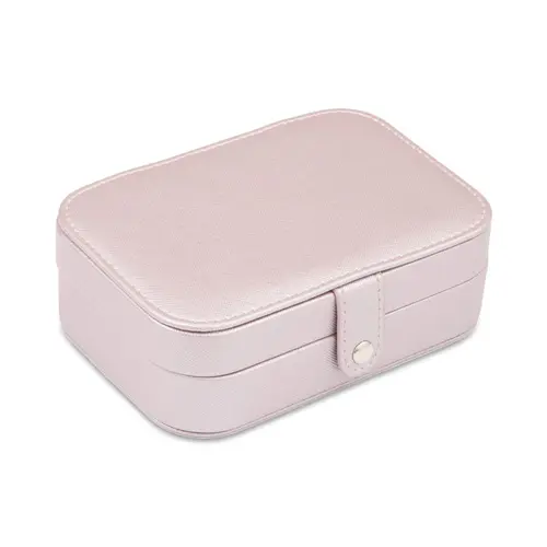 Faux leather jewellery storage case, MEtallic pink