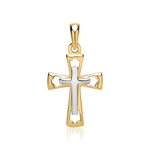 Cross pendant: 8ct yellow-white gold