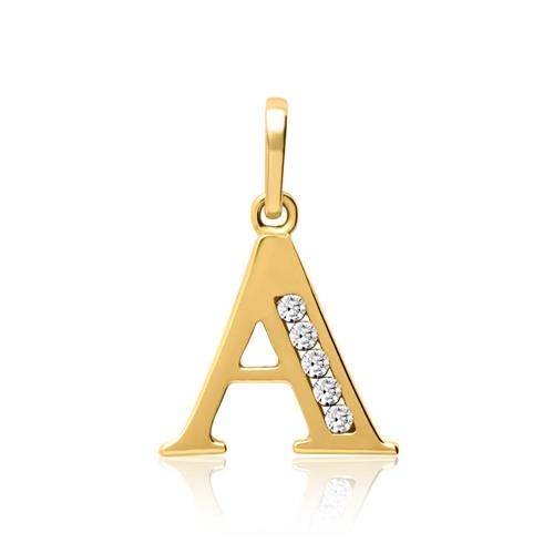 8ct gold letter pendant A with zirconia