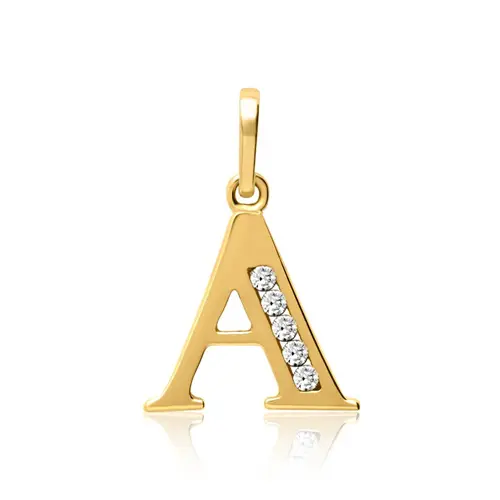 8ct gold chain letter A with zirconia