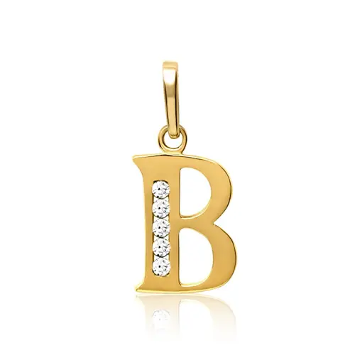 8 quilates cadena de oro letra B con circonita