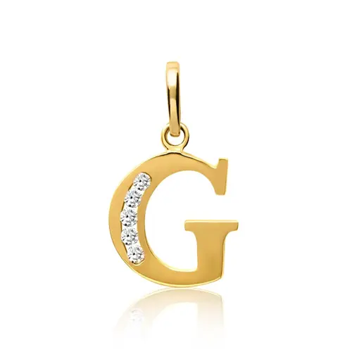 8 quilates cadena de oro letra G con circonita